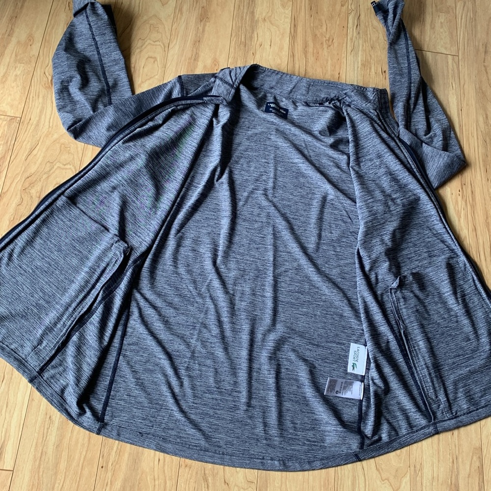Lacoste Sport Blue Lightweight Jacket with Mock Neck - Picture 8 of 16